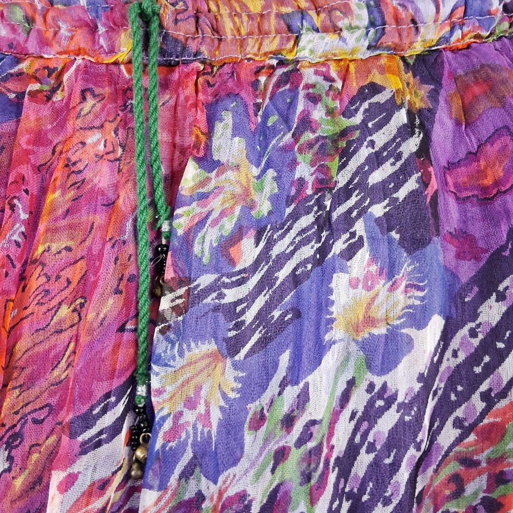 Multicolor Abstract Print Maxi Skirt Purple Pink Boho Lined Elastic Waist XL/2XL - Picture 2 of 8